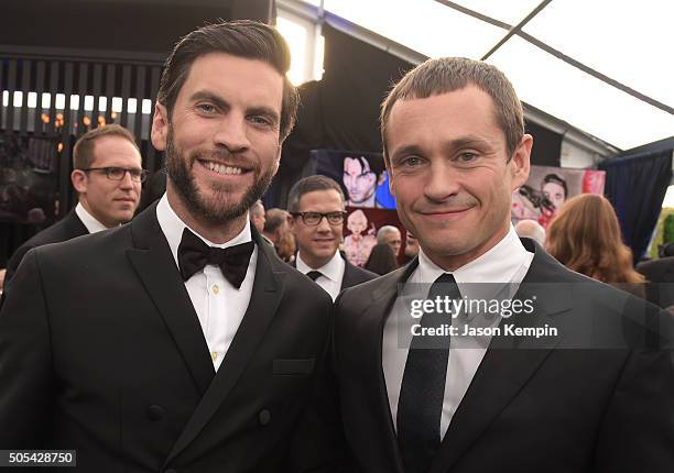 Actors Wes Bentley and Hugh Dancy attend the 21st Annual Critics' Choice Awards at Barker Hangar on January 17, 2016 in Santa Monica, California.