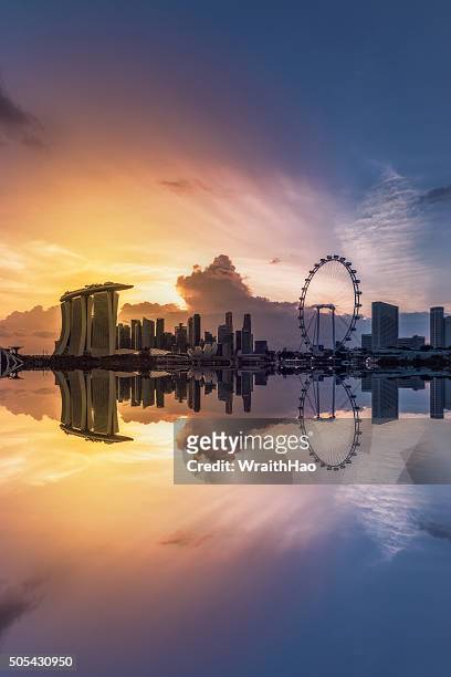 singapore cityscape - marina bay - singapore stock pictures, royalty-free photos & images