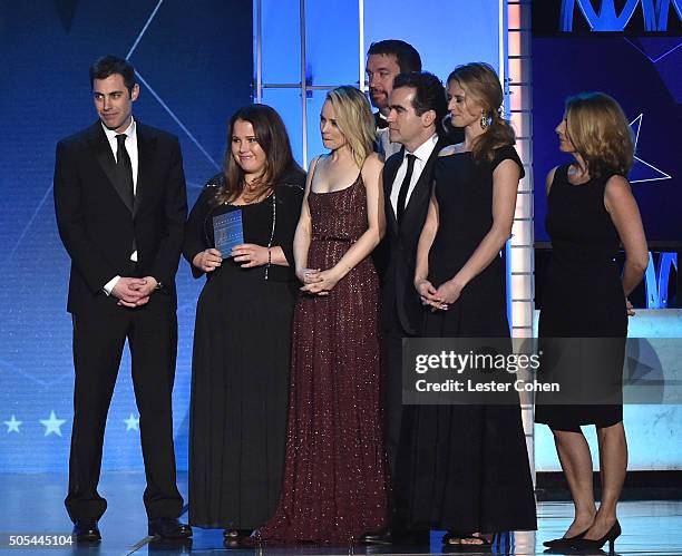 Screenwriter Josh Singer, producer Nicole Rocklin, actress Rachel McAdams, editor Tom McArdle and producer Blye Pagon Faust accept the Best Picture...