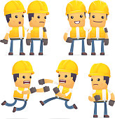 set of contractor character in different poses