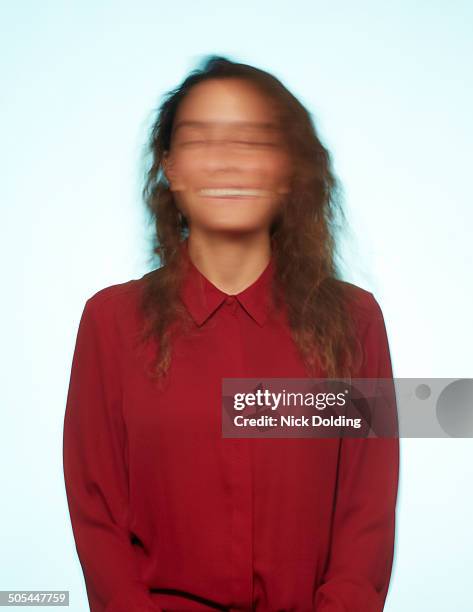 sarah blur 04 - red blouse stock pictures, royalty-free photos & images