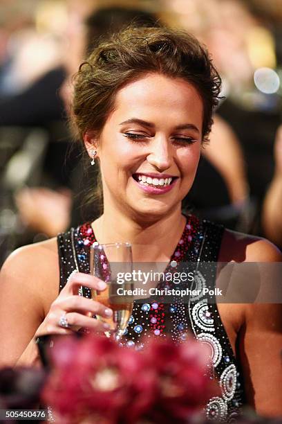 Actress Alicia Vikander attends the 21st Annual Critics' Choice Awards at Barker Hangar on January 17, 2016 in Santa Monica, California.