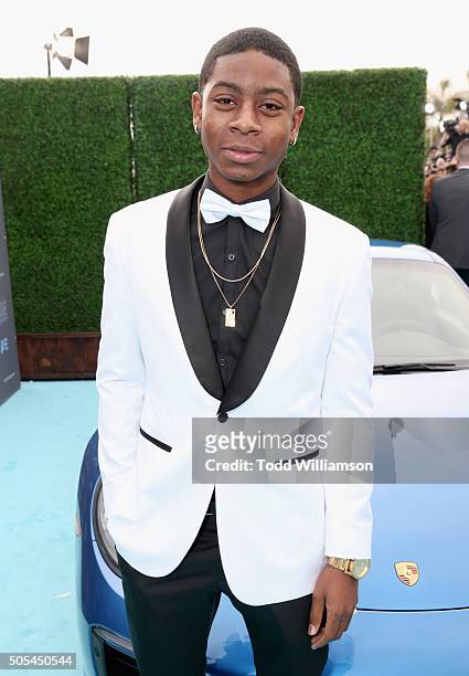 Actor RJ Cyler attends the 21st Annual Critics' Choice Awards at Barker Hangar on January 17, 2016 in Santa Monica, California.