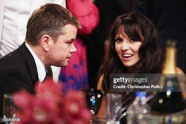 Actor Matt Damon and Luciana Damon attend the 21st Annual Critics' Choice Awards at Barker Hangar on January 17, 2016 in Santa Monica, California.