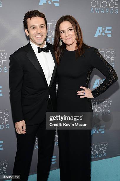 Actor Fred Savage and Jennifer Lynn Stone attend the 21st Annual Critics' Choice Awards at Barker Hangar on January 17, 2016 in Santa Monica,...