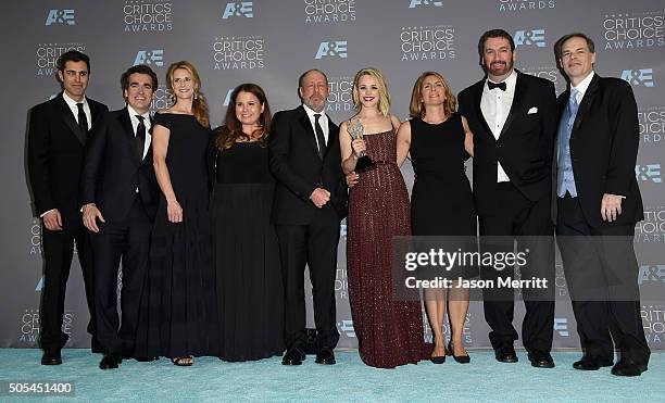 Screenwriter Josh Singer, actor Brian d'Arcy James, producers Blye Pagon Faust, Nicole Rocklin and Steve Golin, actress Rachel McAdams, journalist...