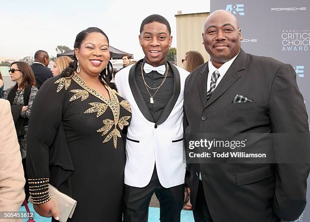 Actor RJ Cyler and guests attend the 21st Annual Critics' Choice Awards at Barker Hangar on January 17, 2016 in Santa Monica, California.