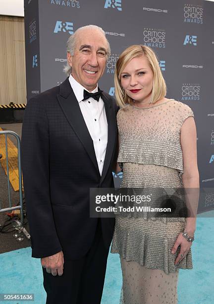 Hairman and Chief Executive Officer of Metro-Goldwyn-Mayer Gary Barber and Kirsten Dunst attends the 21st Annual Critics' Choice Awards at Barker...