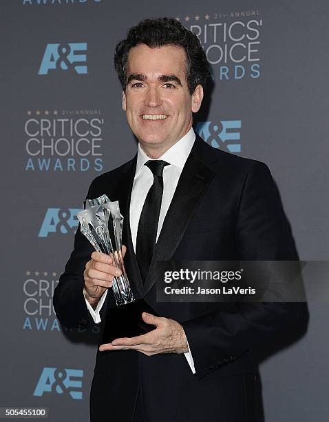 Actor Brian d'Arcy James poses in the press room at the 21st annual Critics' Choice Awards at Barker Hangar on January 17, 2016 in Santa Monica,...