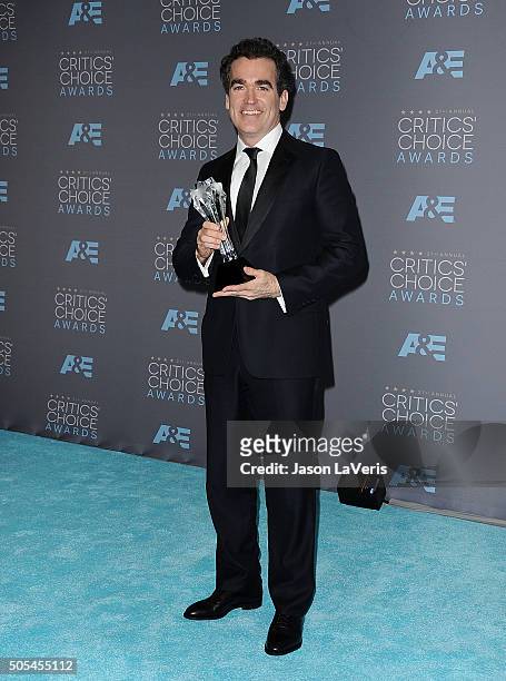 Actor Brian d'Arcy James poses in the press room at the 21st annual Critics' Choice Awards at Barker Hangar on January 17, 2016 in Santa Monica,...