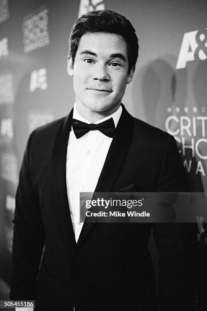 Actor Adam DeVine attends the 21st annual Critics' Choice Awards at Barker Hangar on on January 17, 2016 in Santa Monica, California.