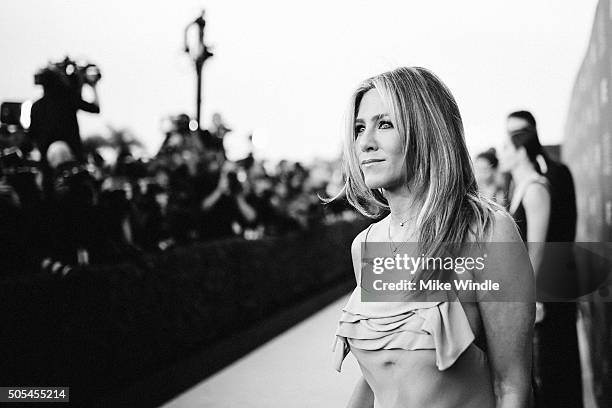 Actress Jennifer Aniston attends the 21st annual Critics' Choice Awards at Barker Hangar on on January 17, 2016 in Santa Monica, California.