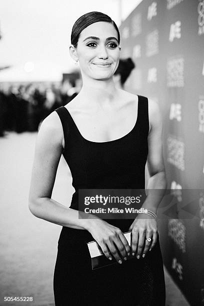 Actress Emmy Rossum attends the 21st annual Critics' Choice Awards at Barker Hangar on on January 17, 2016 in Santa Monica, California.