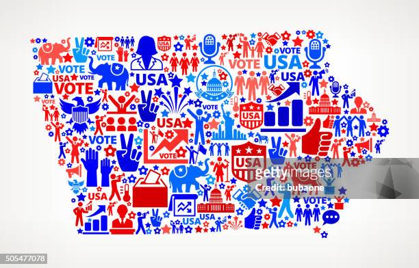 stockillustraties, clipart, cartoons en iconen met iowa vote and elections usa patriotic icon pattern - presidentieel debat