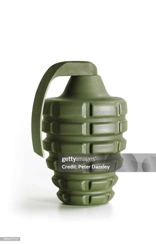 Hand grenade on white background