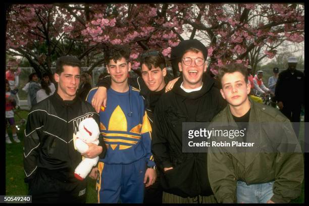 The members from the rock group New Kids on the Block.