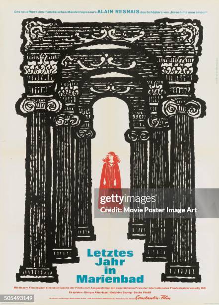 German poster for the French movie 'L'année dernière à Marienbad' titled 'Letztes Jahr in Marienbad', 1961.
