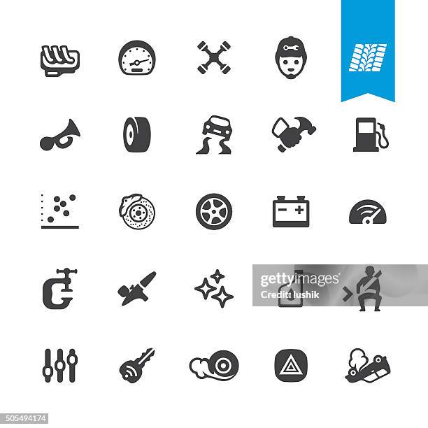 auto repair shop vector icons - car horn stock illustrations