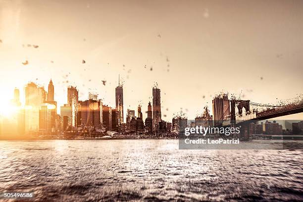 new york downtown apocalypse - destroyed city stock pictures, royalty-free photos & images