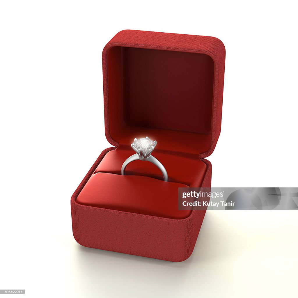 Engagement ring in red box