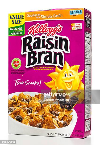kellogg's raisin bran cereal box - kli bildbanksfoton och bilder