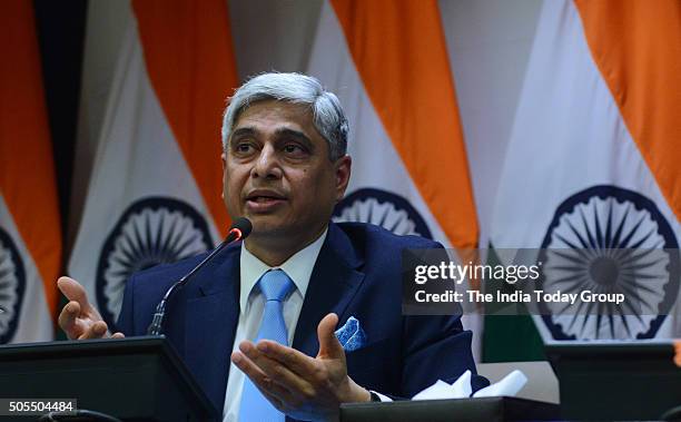 Official Spokesperson and Joint Secretary Ministry of External affairs , Vikas Swarup addressing the media on Pakistan issues in New Delhi.