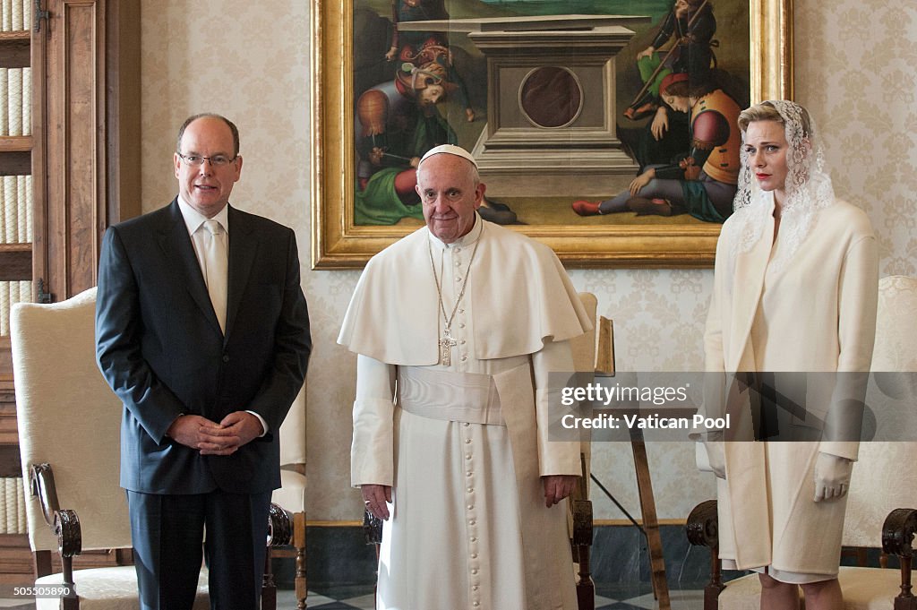 The Pope Meets Albert And Charlene Of Monaco