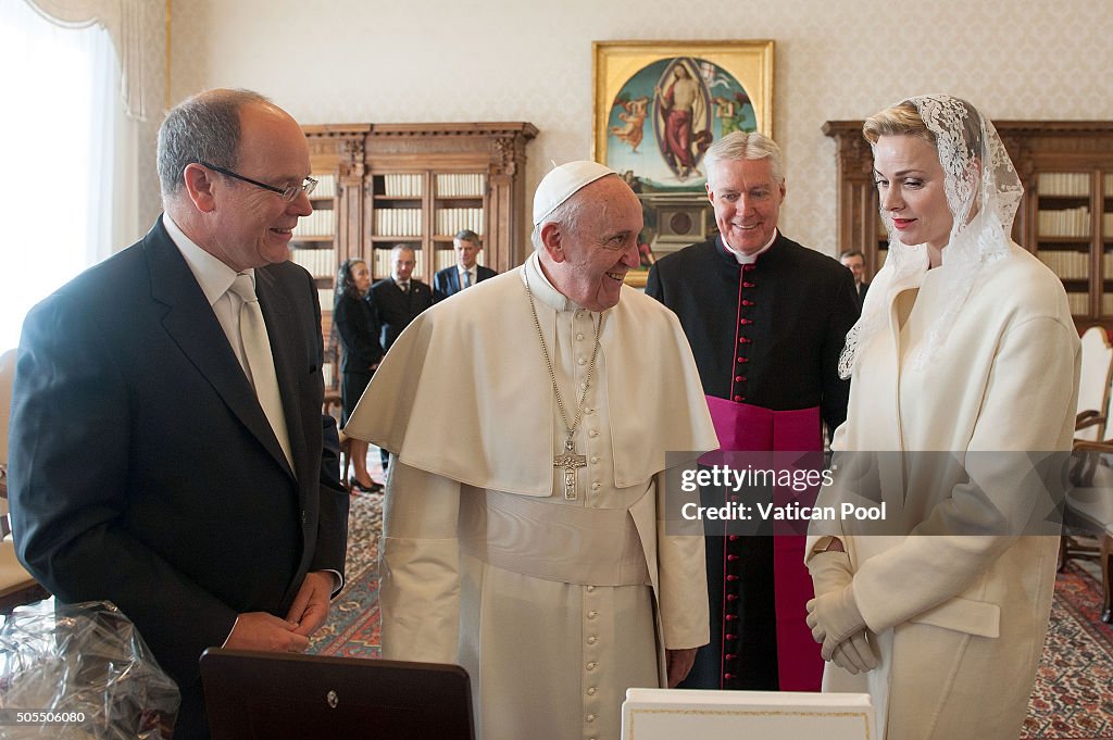 The Pope Meets Albert And Charlene Of Monaco