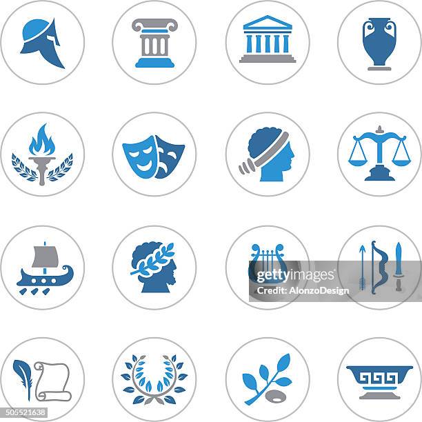 antike griechenland symbole - griechenland stock-grafiken, -clipart, -cartoons und -symbole