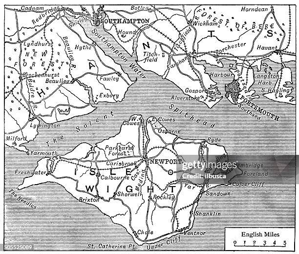 antique map of isle of wight - isle of wight map stock illustrations