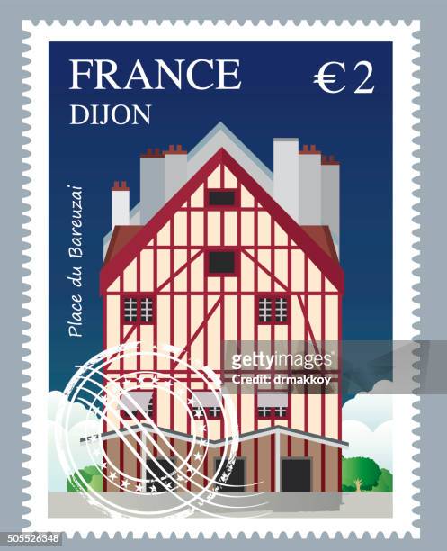 france stamp - dijon stock illustrations
