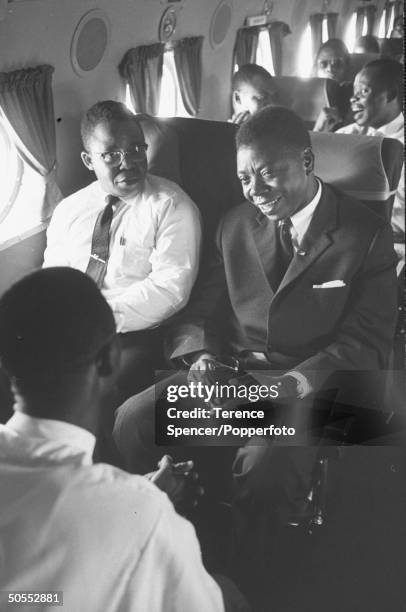 Katanga Province leader Moise Tshombe and Joseph Kasavubu returning from a conference for Congo leaders.