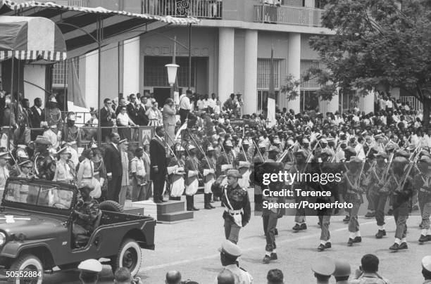 Katanga Province leader Moise Tshombe watching a parade.