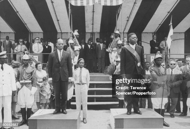 Kasai Providence leader Albert Kalonji and Katanga Providence leader Moise Tshambe at an unidentified ceremony.