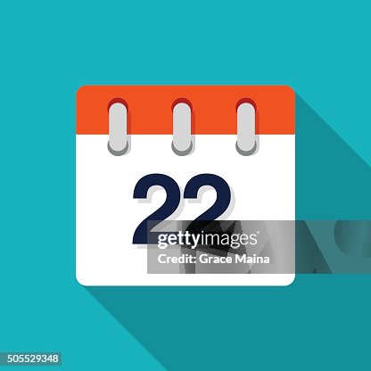 Twenty Second Flat Design Calendar Icon - VECTOR Twenty Second Flat Design Calendar Icon - VECTOR