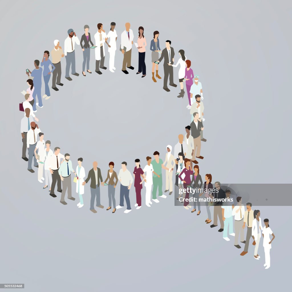 Doctors forming a search icon