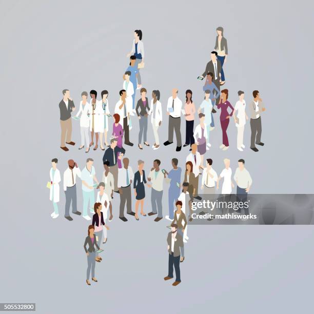 doctors forming a hashtag - microblogging stock illustrations