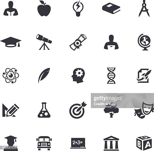 education icon set - triangle ruler stock illustrations