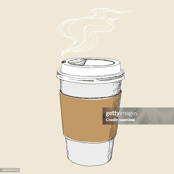 ilustraciones, imágenes clip art, dibujos animados e iconos de stock de café para llevar - taza de cafe