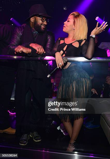 Dishaun Stewart and K Michelle attend Prive on January 16, 2016 in Atlanta, Georgia.