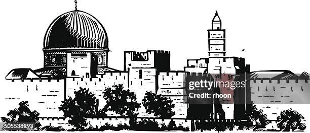 illustrations, cliparts, dessins animés et icônes de jérusalem mur - ancien site du temple de jérusalem