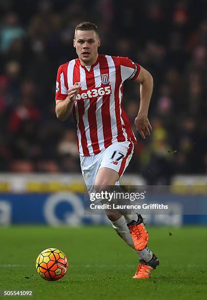 Ryan Shawcross of Stoke City in action during the Barclays Premier League match between Stoke City and Arsenal at The Britannia Stadium on January...