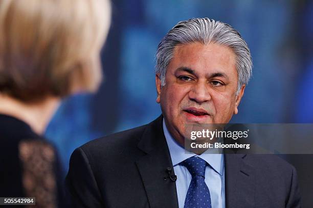 Arif Naqvi, chief executive officer of Abraaj Capital Ltd., speaks during a Bloomberg Television interview in London, U.K., on Monday, Jan. 18, 2016....