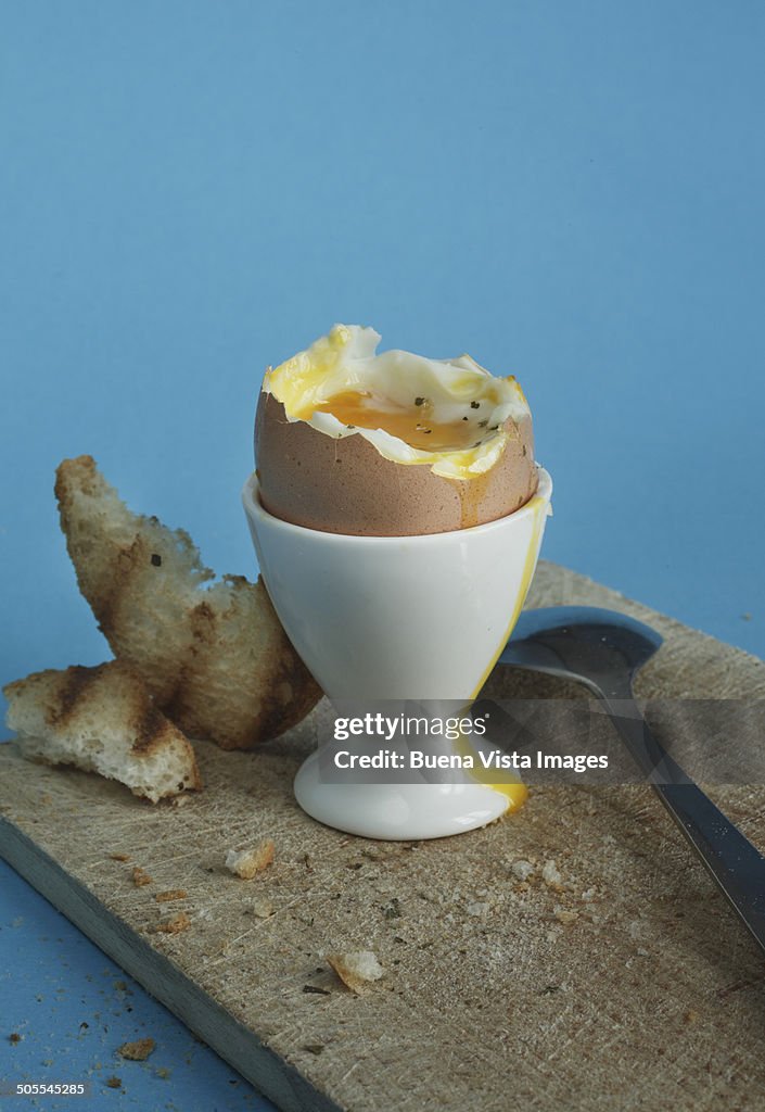 Boiled egg with toast