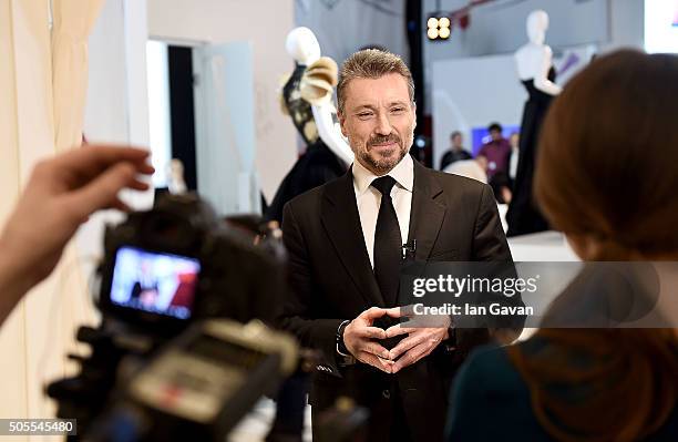 Roger Dubuis CEO Jean-Marc Pontrou is interviewed at the Roger Dubuis stand during the SIHH 2016 on January 18, 2016 in Geneva, Switzerland.