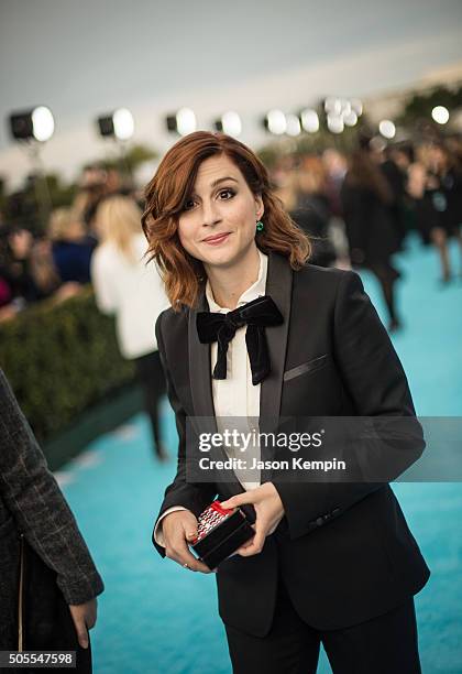 Actress Aya Cash attends the 21st Annual Critics' Choice Awards at Barker Hangar on January 17, 2016 in Santa Monica, California.