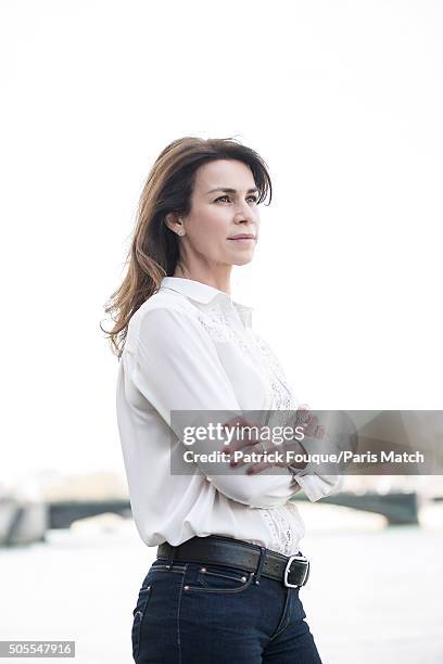 Actor Valerie Kaprisky is photographed for Paris Match on April 1, 2014 in Paris, France.