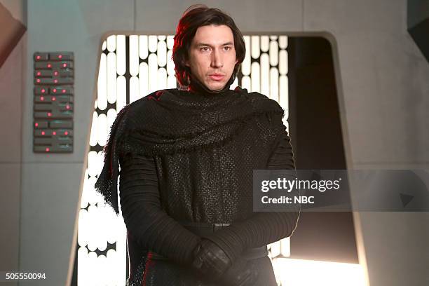 Adam Driver" Episode 1693 -- Pictured: Adam Driver as Kylo Ren uring the "Undercover Boss: Starkiller Base" sketch on January 16, 2016 --