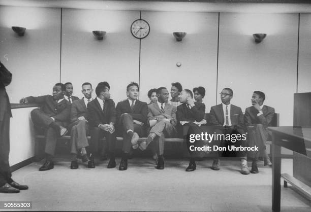 Rev. Martin L. King Jr. , sit-in movement; with African American Leaders with wife & young children.