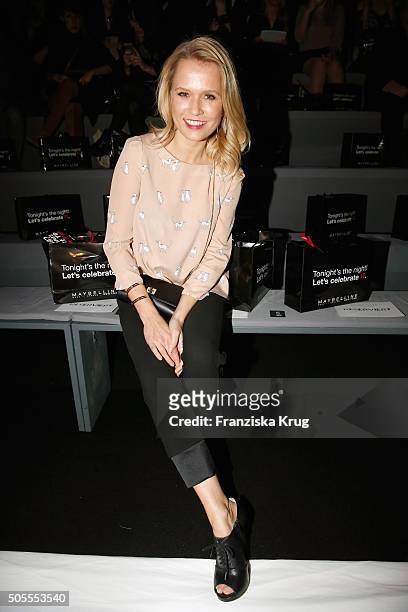 Nova Meierhenrich attends the 'The Power Of Colors - MAYBELLINE NEW YORK Make-Up Runway' show during the Mercedes-Benz Fashion Week Berlin...